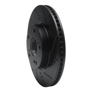 Honda Civic Brake Rotor (1) - Front Right - R1 Concepts - Drilled & Slotted - Black - `16-`25